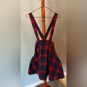 Overall skater style plaid skirt